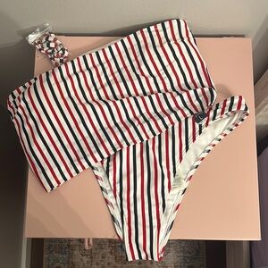 Hollister Red and Blue Striped Bikini